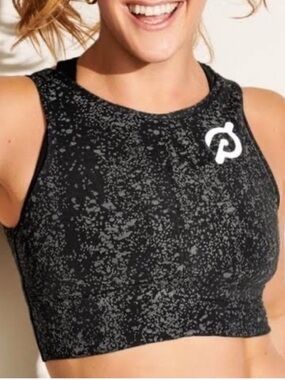lululemon x Peloton Black Speckled High-Neck Crop Tank Size 10